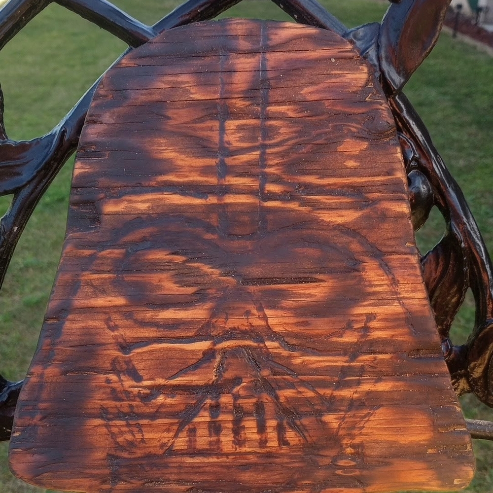 Handmade Star Wars Darth Vader Burnt Wood Art 8.5x9.5 - Picture 4 of 5